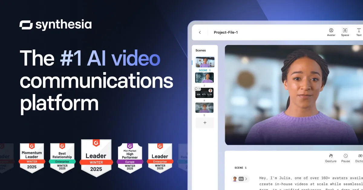 Plataforma de vídeo con avatar de IA Synthesia